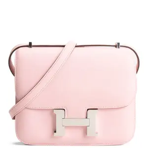 Pre-owned Hermés Chevre Mysore Goatskin Leather Crossbody Bags HERMES Chevre Mysore Constance 18 Rose Sakura