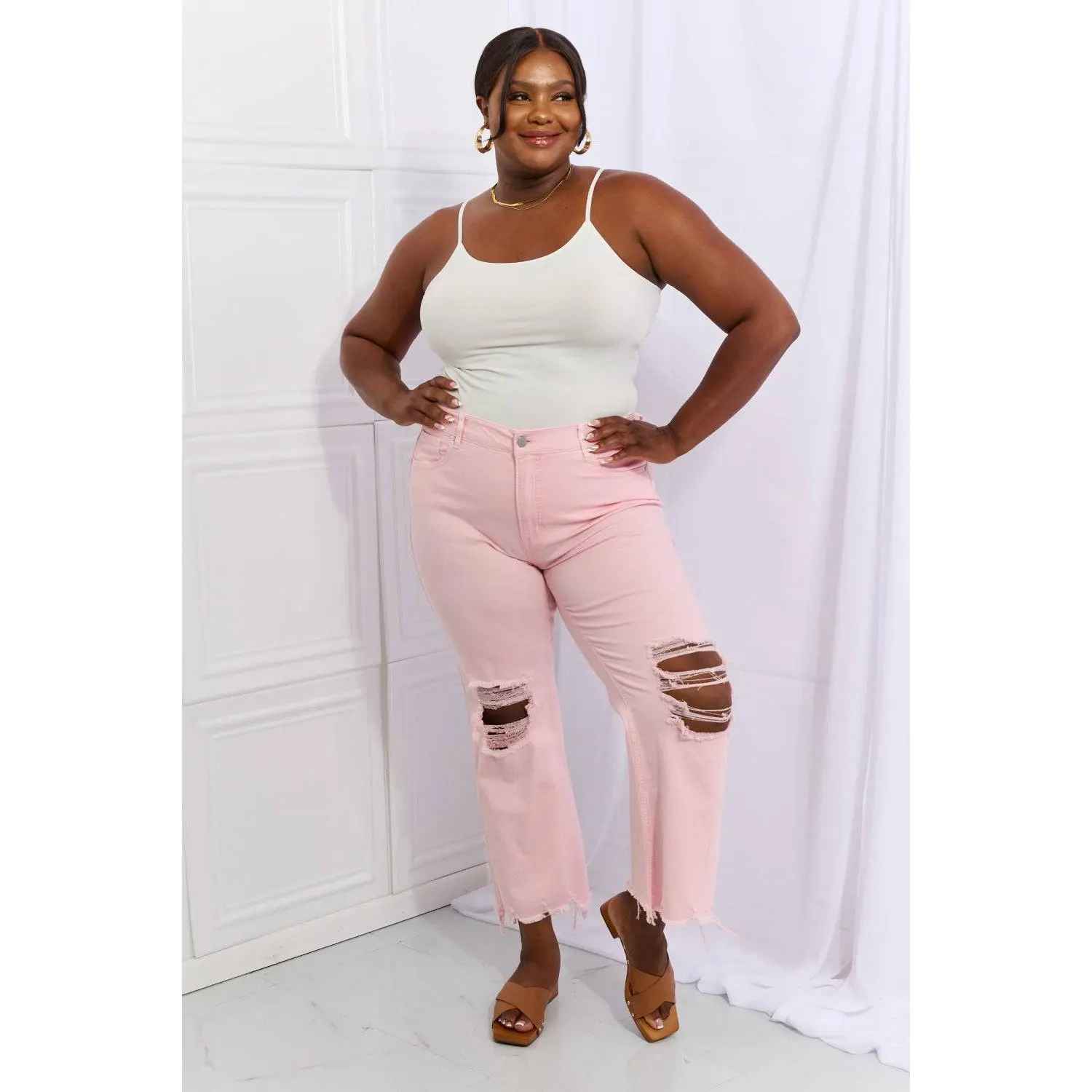 Miley Distressed Ankle Flare Jeans