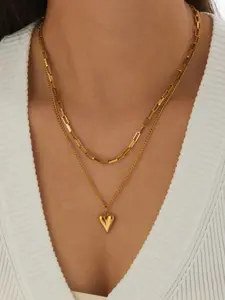 Stainless steel gold layered heart pendant necklace for women Elegant Necklace