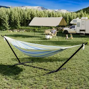 GARVEE Double Hammock with Stand Included 450lb Capacity Space Saving Steel Stand,Premium Carry Bag Included,Suit for Outside,Indoor,Yard,Camping