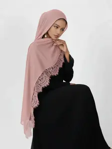 Fashionable Long Lace Edge Women's Scarf Outdoor Breathable Headscarf Hijab Shawl Spring Summer Outdoor Scarf Daily Wear Clothing Accessory Birthday Gift