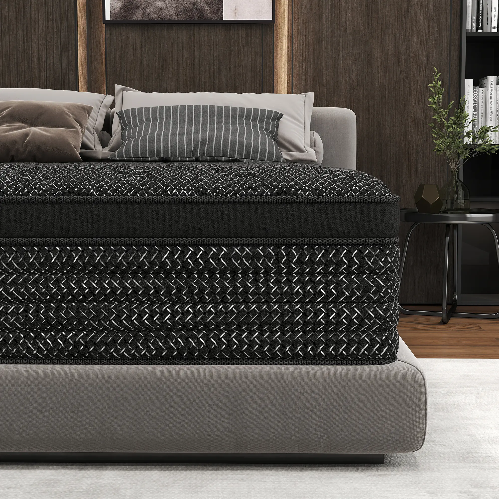 BOMASS 12" 14" Mattress Twin Full Queen King Hybrid Gel Memory Foam Individual Pocket Spring Black Mattresses Medium Firm Back support Bed in a box summergarden, Queen Size Mattress, Mattress Queen Size