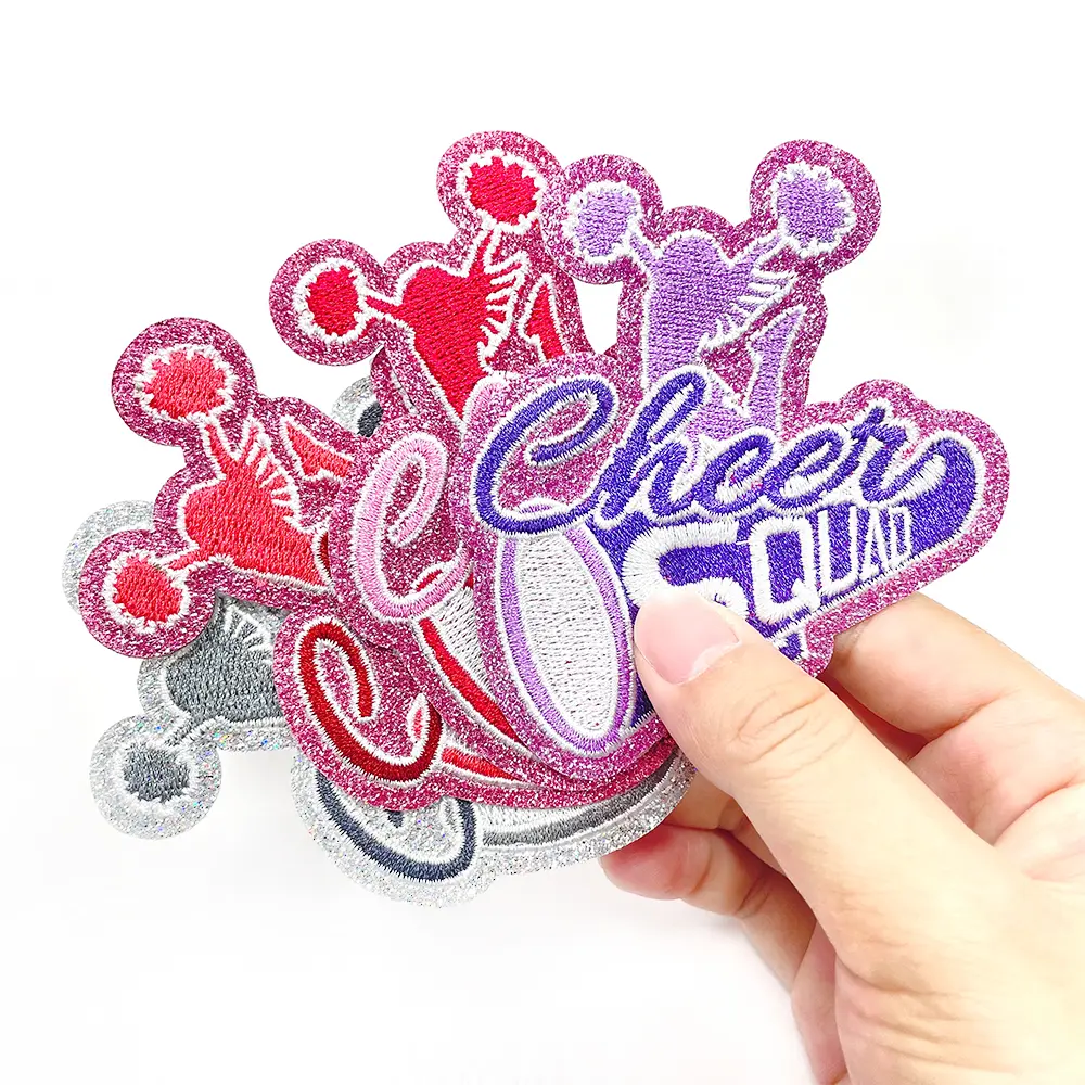CY Cheerleading Cotton Iron-On Patch with Self-Adhesive Backing - Kawaii Mini & Small Embroidered Applique, Embroidery Design for Clothing, Bags, Versatile DIY Fashion Upgrade (Purple, 5pcs) for Team Spirit Lovers