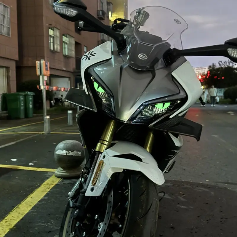 3D Colorful "Little Devil Cat-Eye" Reflective Universal Luminous Motorcycle Graphic Decal - Personalized Automotive & Motorcycle Accessory for Windshield, Bodywork Decoration