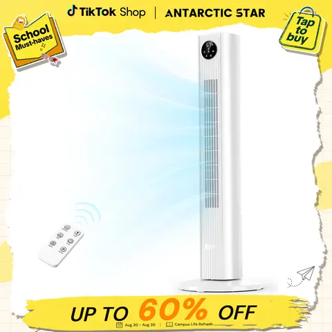 Antarctic Star Bladeless Tower Fan - Multifunctional Portable Electric Fan with 85° Oscillation, 3 Speed Settings, 4 Modes, 12H Timer, Remote Control, Quiet Operation, LED Display, Bladeless Safety, 23ft/s Airflow, Tool-Free Setup for Bedroom, Office