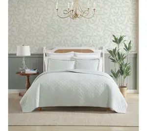 Laura Ashley Oxford Stripe Green King Quilt Sham Set