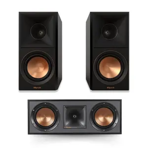 Klipsch Reference Premiere RP-500M II Square Aluminium Bookshelf Speaker Pair (Ebony) Bundle with R-52C Powerful Detailed Center Channel Home Speaker (1, Black)