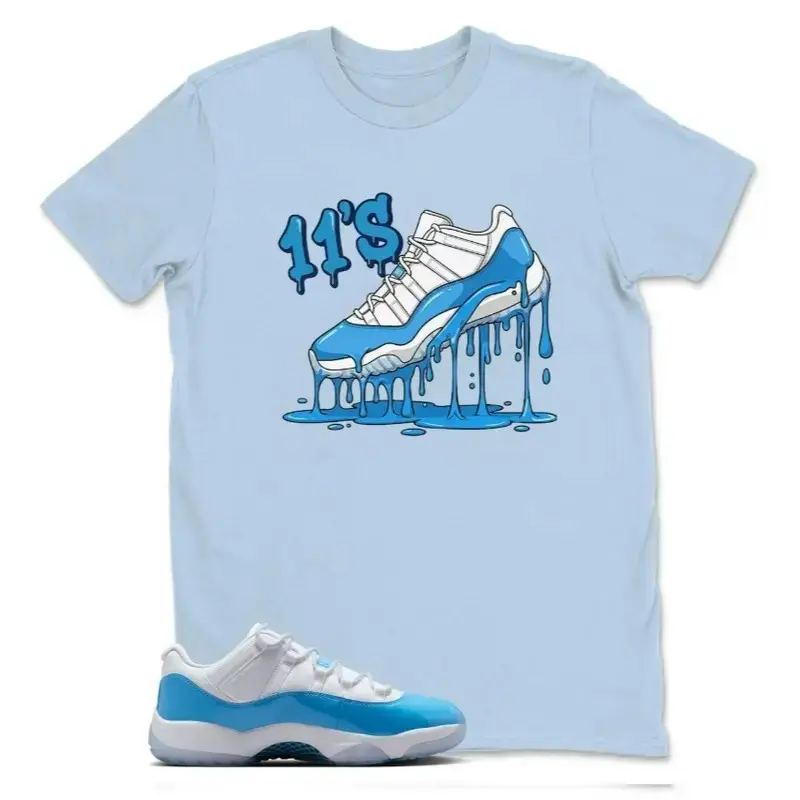 Urban Streetwear Graphic Tee Retro Dripping Sneaker Art Gildan Heavy Cotton Crewneck Short Sleeve Casual T-Shirt Cool Hypebeast Aesthetic Present for Men Women Blue