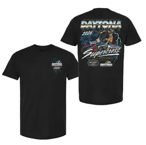 Daytona Supercross 2026 T-Shirt, Double Sided Motocross Racing Graphic for Dirt for Enthusiasts Motorsport, Full Size Unisex For Men, Women