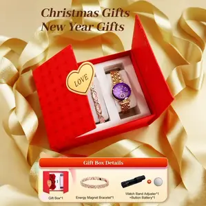 Women's Luxury Elegant Quartz Watch Gift Box Set - Crystal Date Dial, Light Luxury Retro Color, Treasure Diamond Detachable Bracelet, Casual Style