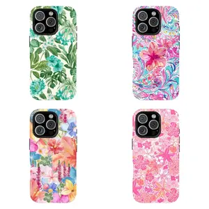Tropical Watercolor Floral Phone Case - Hibiscus & Palm Leaves Summer Cover For iPhone 11 12 13 14 15 16 17 Pro Max For Samsung S26 S25 S24 S23 S22-Gift Ideas For Him/Her/Fans