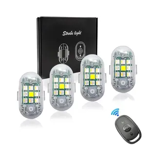 Anti-Collision LED Strobe Light with Remote, Night Riding LED Lights for Cars, Motorcycles and Drones, Mini Car Emergency Strobe Warning Light