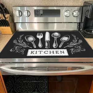 1pc Vintage Kitchen Utensils Stove Cover Protector Non-Slip Heat-Resistant Polyester Stove Top Cover, Anti-Scratch, Multi-Purpose for Oven, Washer, Dryer, Mouse Pad, Kitchen Decor