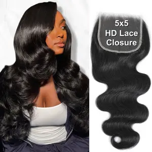 MISSTOO 5x5 HD Lace Closure Skinlike 0.10mm Ultra-thin Invisible Real HD Lace Closure Pre-Bleached Body Wave Brazilian Human Hair Closure Natural Black Color