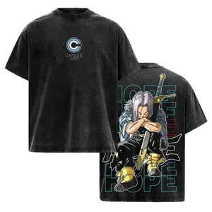Future Trunks Vintage Washed Graphic Tee Unisex DBZ Capsule Corp Streetwear Anime T Shirt Saiyan Warrior Apparel Gift for Dragon Ball Fans Oversized Acid Wash Cotton Y2K Clothing Trendy Japanese Manga Merch For Men Women Casual Wear Cosplay Shirts