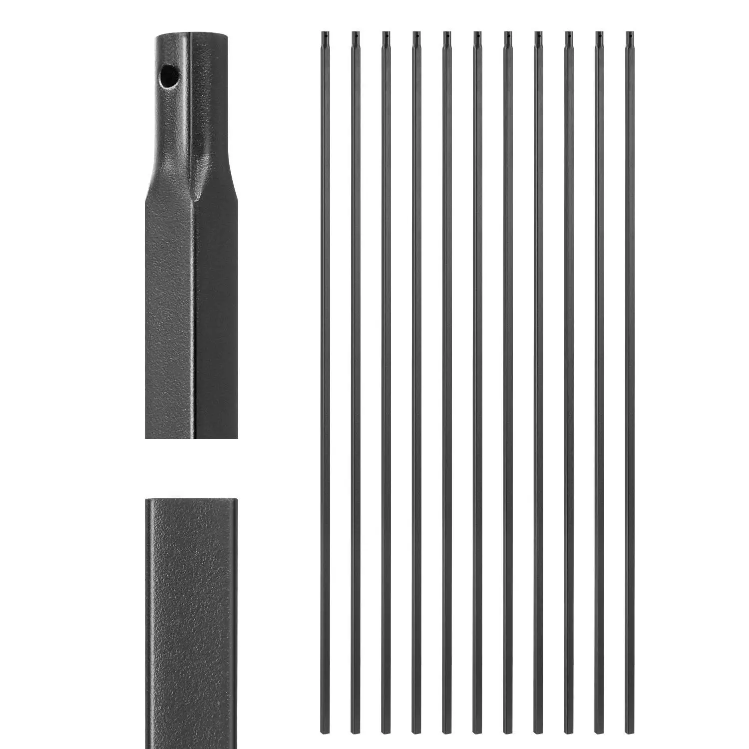 VEVOR 11-Piece Set Carbon Steel Metal Staircase Balusters, 44 in Height, 1 mm Thickness, 19 mm Width, Stable Corrosion-Proof Fence Spindles, Easy Installation (2 Methods), Exceptional Durability for Indoor Everyday Usage