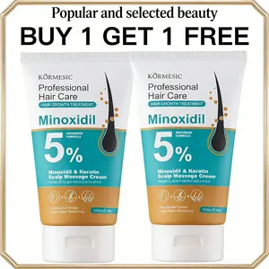 [BUY 1 GET 1 FREE]KORMESIC 5% Minoxidil Hair Growth Scalp Massage Cream with Keratin & Ginger for Men Women Prevents Loss Repairs Follicles Promotes Fast Regrowth Strengthens Roots Buy 1 Get 1 Free