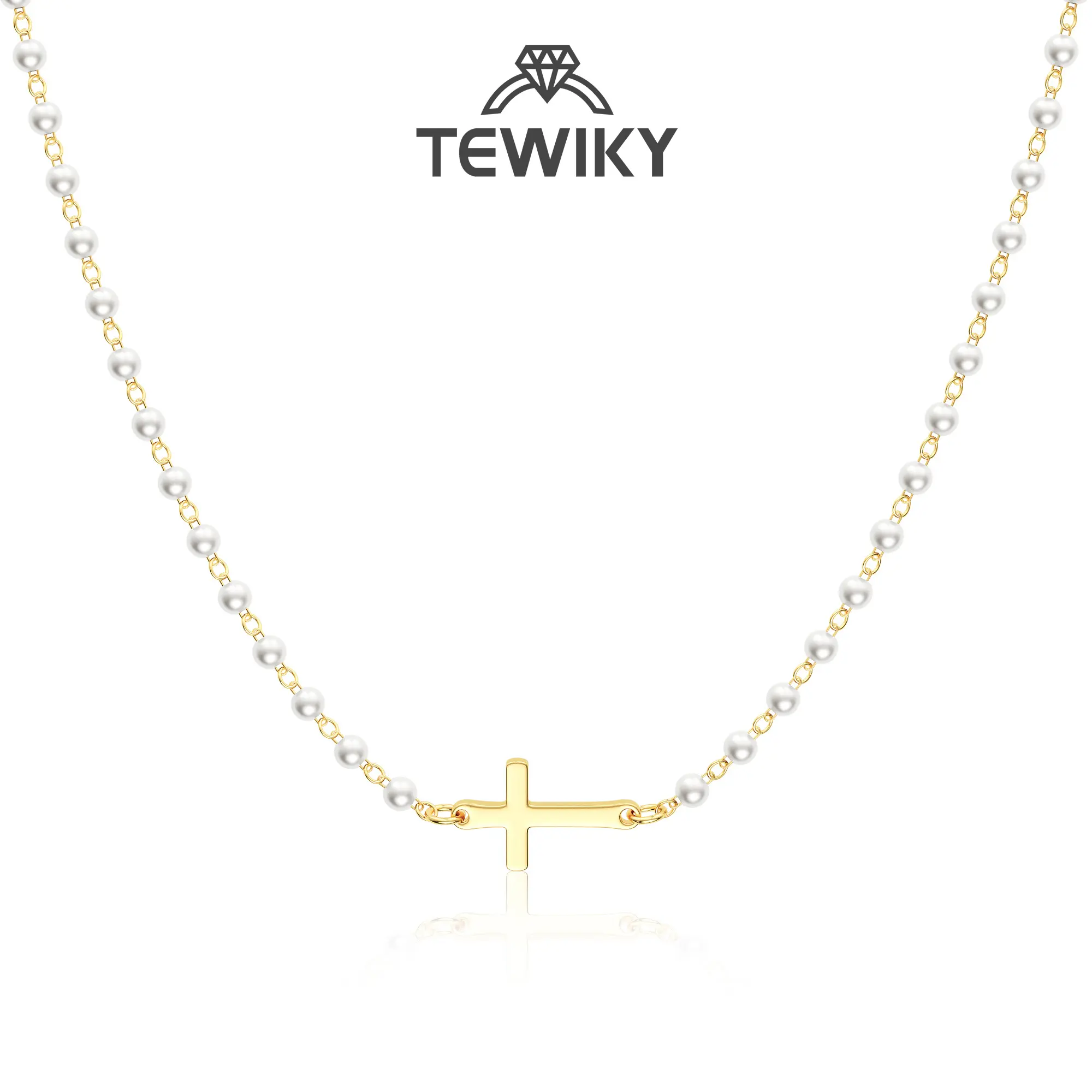 Tewiky Simple Cross Pendant Choker Necklace Dainty Simple Tiny Cross Necklace For Women Girls For Easter gifts