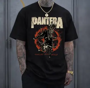 Pantera Cowboys From Hell 1990 Album Band T-Shirt Menswear Top Heavy Cotton Unisex Oversize Groove Metal Heavy Metal Rock Band Vintage Y2K Graphic Streetwear Cotton Tee for Men and Women Fans