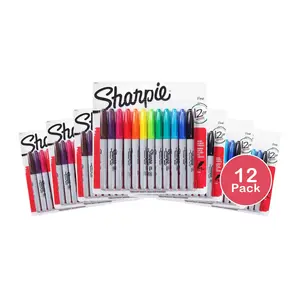 Sharpie Fine Point Permanent Markers 12/Pkg-Assorted Colors 4.8oz (Pack of 12)