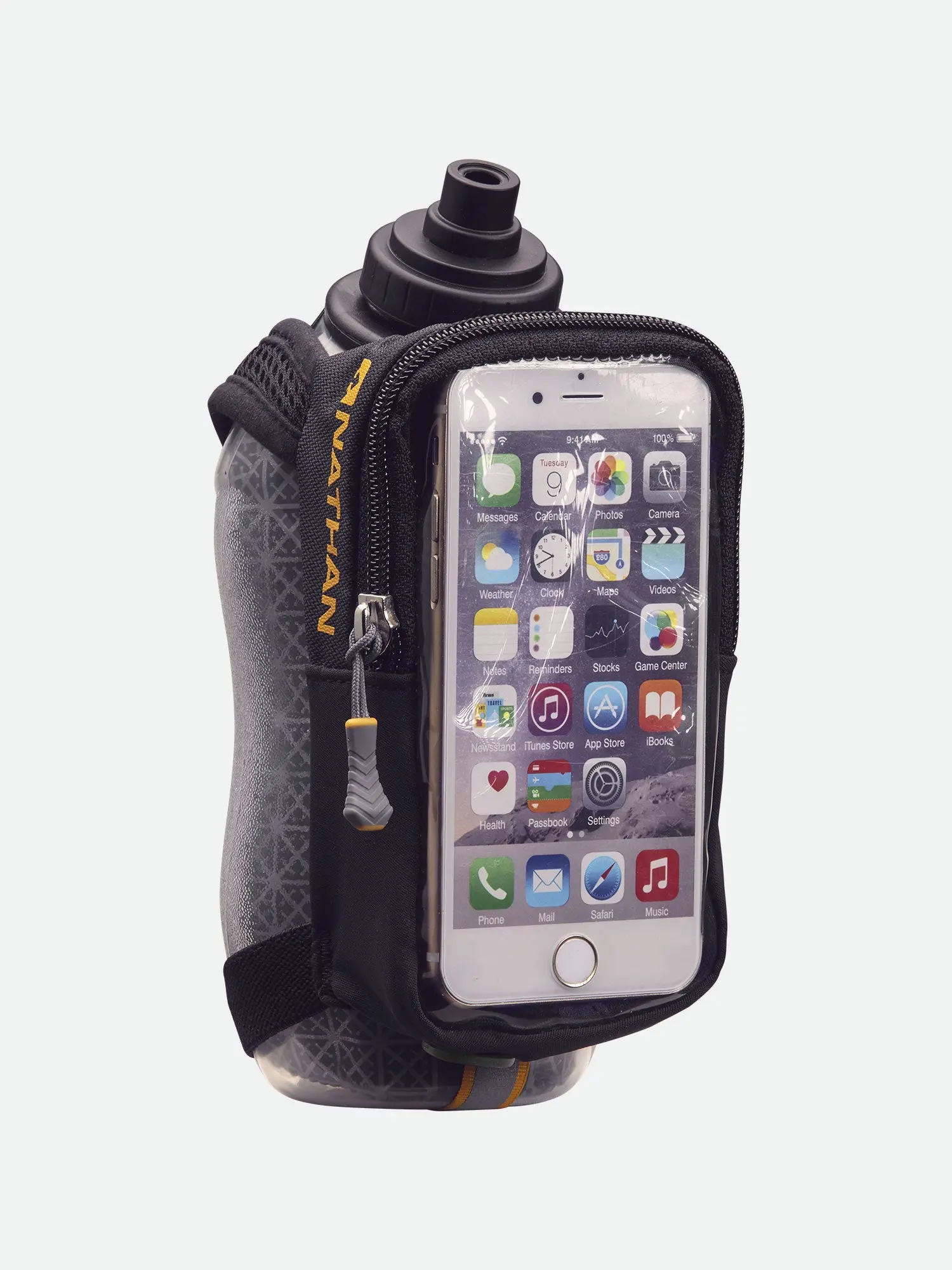 SpeedView Plus Insulated Vacuum Flask - 18oz Portable Travel Drinkware with Phone Case, Zipper Storage, Touchscreen Access, Music Compatibility for Running
