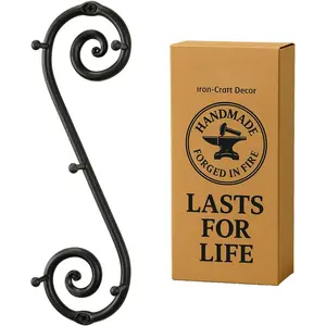 Farmhouse Small Key Holder for Wall - Handcrafted Swirl Decorative 5 Key Hooks for  Entryway - Wrought Iron Wall Mount Rack Purse Coat and Leash Holder or Organizer (Vertical Black)