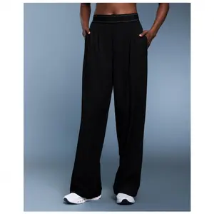Women's Elastic High-Waisted Wide Leg Pants - American Retro Loose Straight Lightweight Quick-Dry Breathable Casual Everyday Chic Bottoms