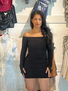 Long sleeve off shoulder mini dress