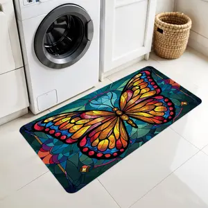 3pc of yellow butterfly kitchen entrance carpet, floor mat, comfortable and soft, suitable for laundry rooms and kitchens, perfect for friends who love butterflies rug,Christmas Home Decor