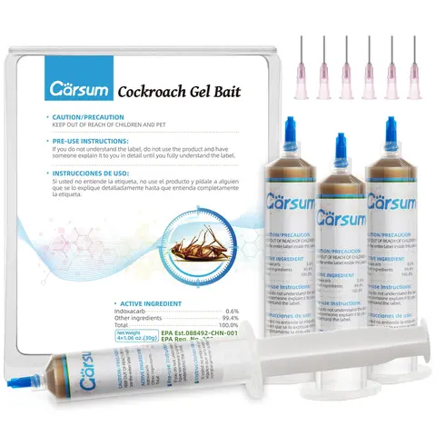 Garsum Cockroach Gel Bait 1 Box (4 Tubes x 30 Grams), Roach Killer Indoor Infestation Home and Outdoor Use