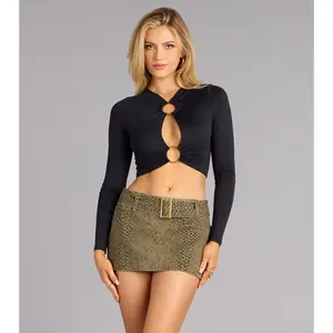 Bold Mood Snake Print Denim Mini Skort