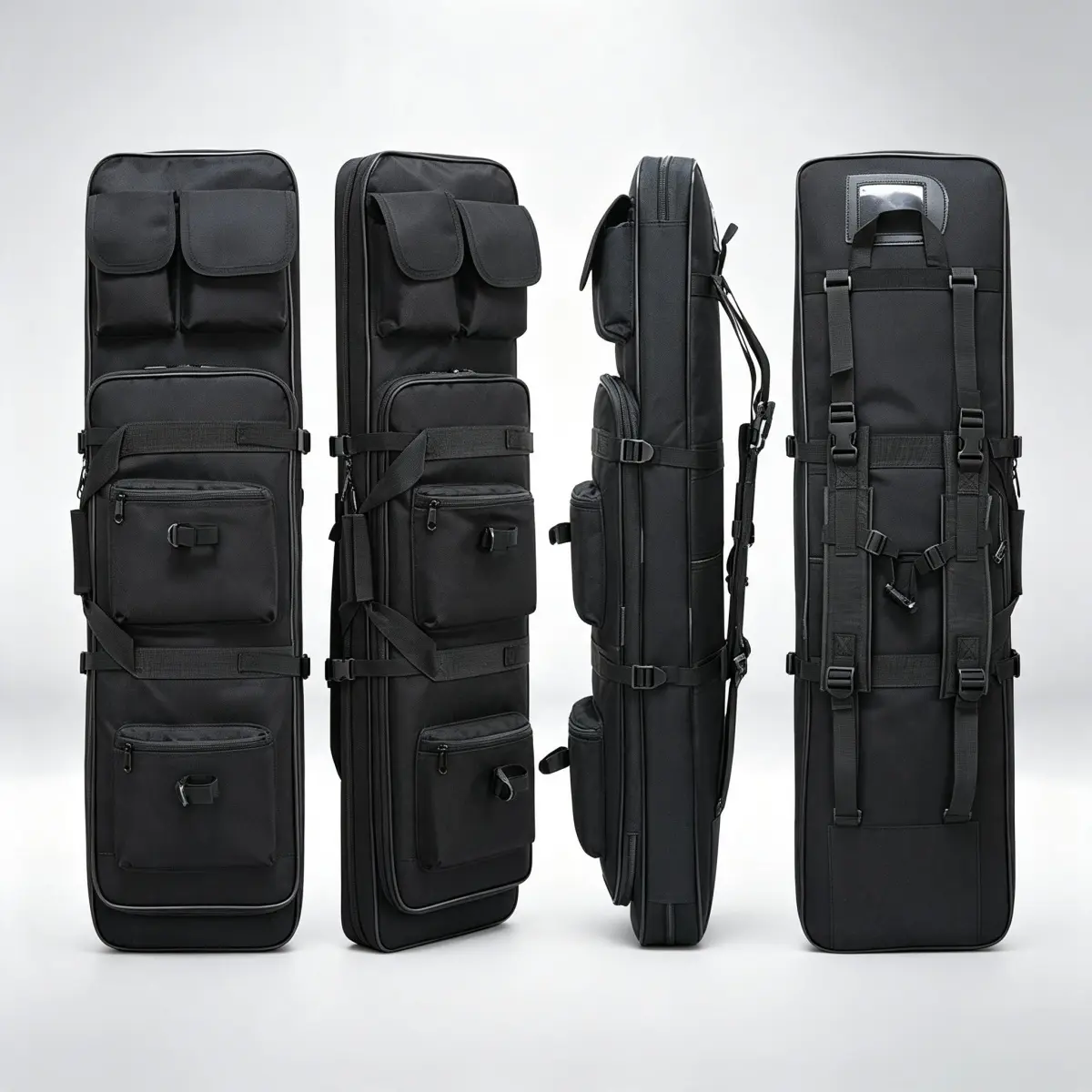 600D Heavy Duty Oxford Gear Bag, 47"L x 10"W Storage Carry Bag Backpack with 3 External Pockets, Multifunctional Convertible Shoulder Straps & Dual Zipper Universal for Camping, Hiking, Outdoor Training - Black