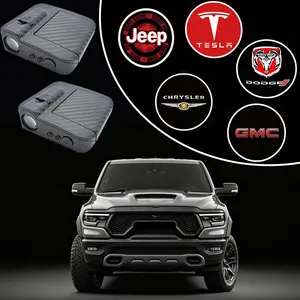 💡🚗 2-Piece LED Interior Decorative Logo Lights Compatible with All Series of Dodge, Jeep, Chrysler, GMC and Tesla | Auto Accessories | Door Projector Lights, Door Welcome Lights | Door Logo Lights