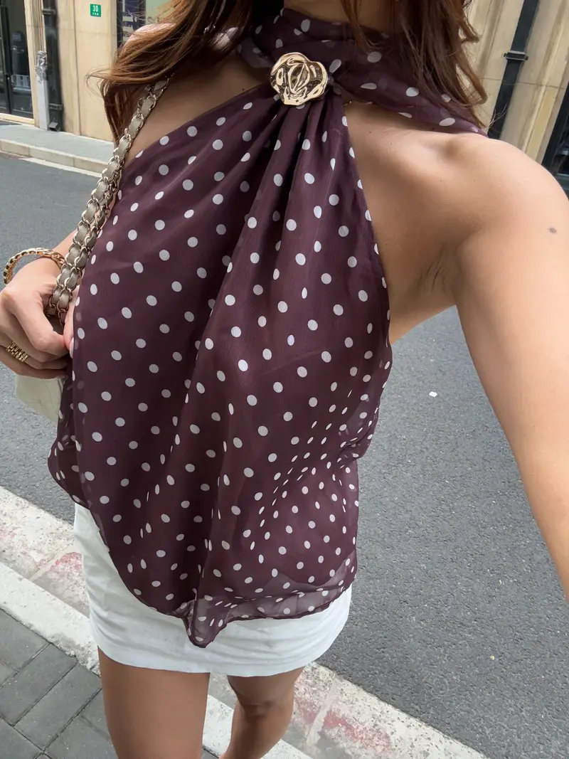 polka dot scarf shirt - TikTok Shop