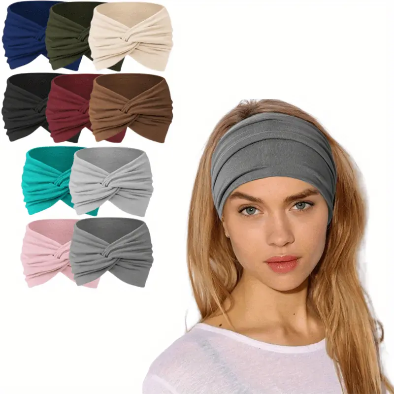 10PCS Wide Soft Ladies Headband Hair Wrap, Bohemian Fashion Bandanas Elastic Yoga Hair Bands Hair Accessories, Head Wraps Knotted Stretch Non-slip Big Hair Bands For Yoga Running Large Sports women scarf tiktokshopspringglowup beach essentials
