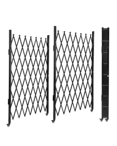 【GARVEE】Double Folding Security Gate 61" H x 122" W - Flexible Expanding Aluminum Scissor Gate with 360° Rolling Mechanism, Black Finish, Ideal for Driveways and Doors