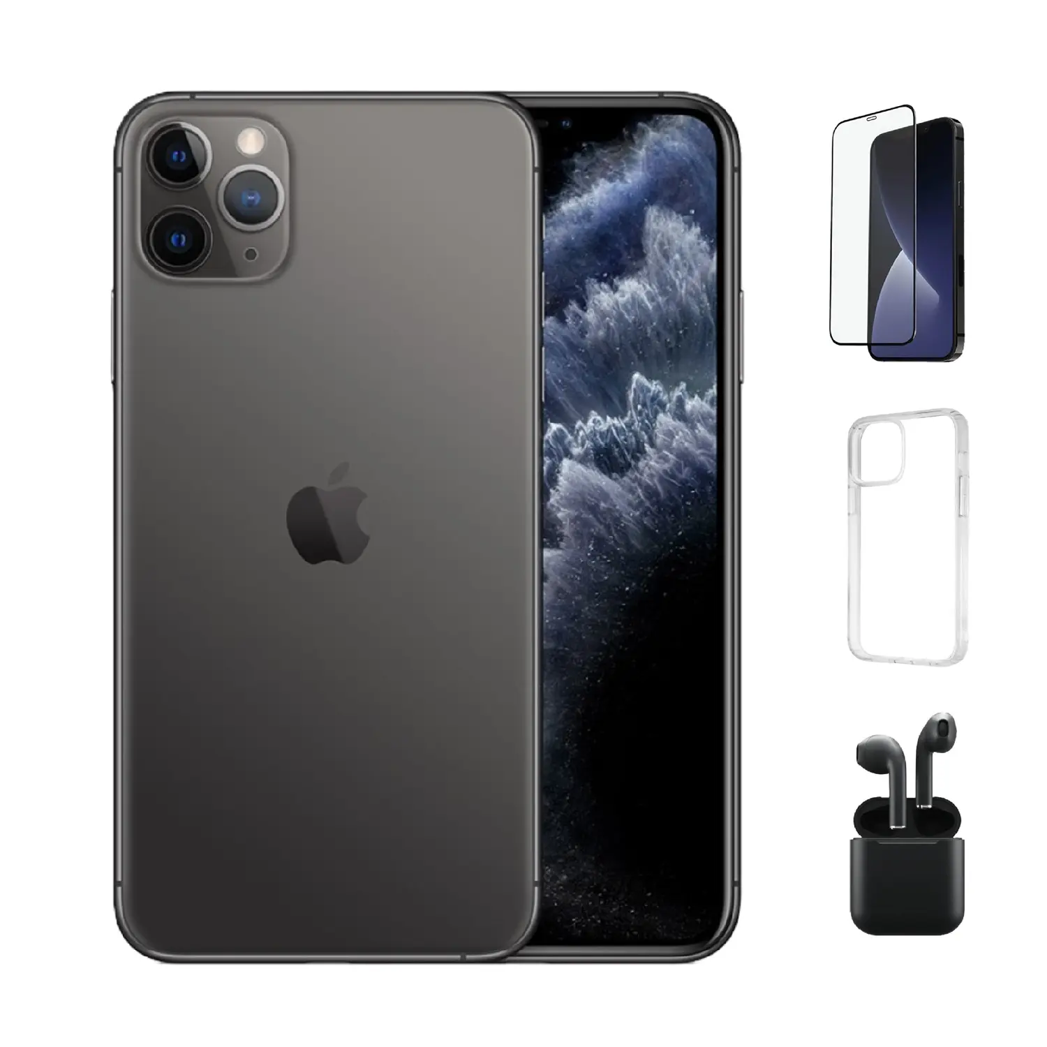 Refurbished iPhone 11 Pro Max (Unlocked)-Excellent Condition with Case, Wireless Earbuds,Tempered Glass Screen Protector & 1 Year Warranty  A2161