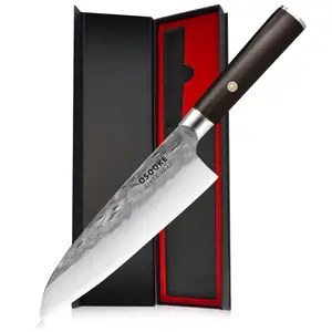 Japanese Knife, 8 inch Gyuto Chef Knife, High Carbon Steel Blade Ergonomic Ebony Handle, Professional Kitchen Knives Premium Gift Box Included
