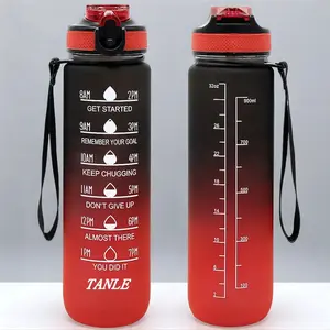 1000ml Sports Water Bottle, Portable Large Capacity Drinking Cup with Straw & Strap for Outdoor Sports School Camping Running, Travel Accessories, Water Bag, Exercise Water Bottle, Leakproof Water Bottle