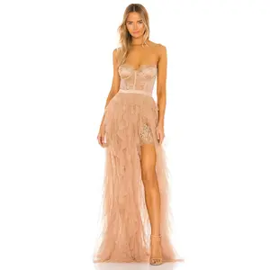For Love & Lemons X REVOLVE Bustier Gown in Warm Taupe