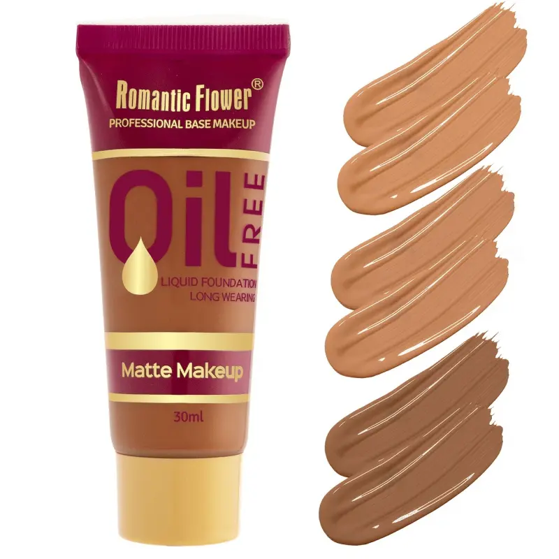 3 Shades Matte Liquid Foundation | Dark Face Makeup Full Coverage Waterproof Oil Control Long Lasting Foundation, Matte Longwear Foundation, Light Coverage, Brown Tone, Form, <1 Fl Oz Capacity