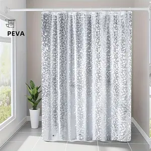 D Pebble Pattern Shower Curtain Liner – Heavy-Duty PEVA Material with Magnets, 71x71 Inches, Perfect for Shower Stalls & Bathtubs