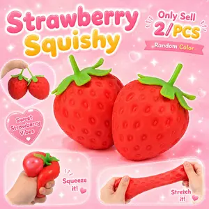 2PCS Strawberry Squeeze Toys, Rebounding Sensory, Upgrade Fruit Squishies, Realistic Strawberry Stress Ball, Stress Relief for Office Workers, Stress Relief Tools, Desktop Decoration, Stress Relief Gadgets
