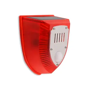 1pc Solar Motion Sensor Alarm - 129dB Dog Bark/Gunshot Sound, 6-LED Strobe Light, 3 Modes, 125° Wide-Angle PIR, Weather-Resistant for Home, Farm, Barn, Villa Yards & Patios