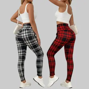 Women's High-Waisted Checkered Yoga Pants: Butt-Lifting and Tummy-Tucking, Stretchy Leggings, Perfect for Workouts and Everyday Wear, Yoga Pants, Women's Leggings, Summer Must-Have Yoga Bottom