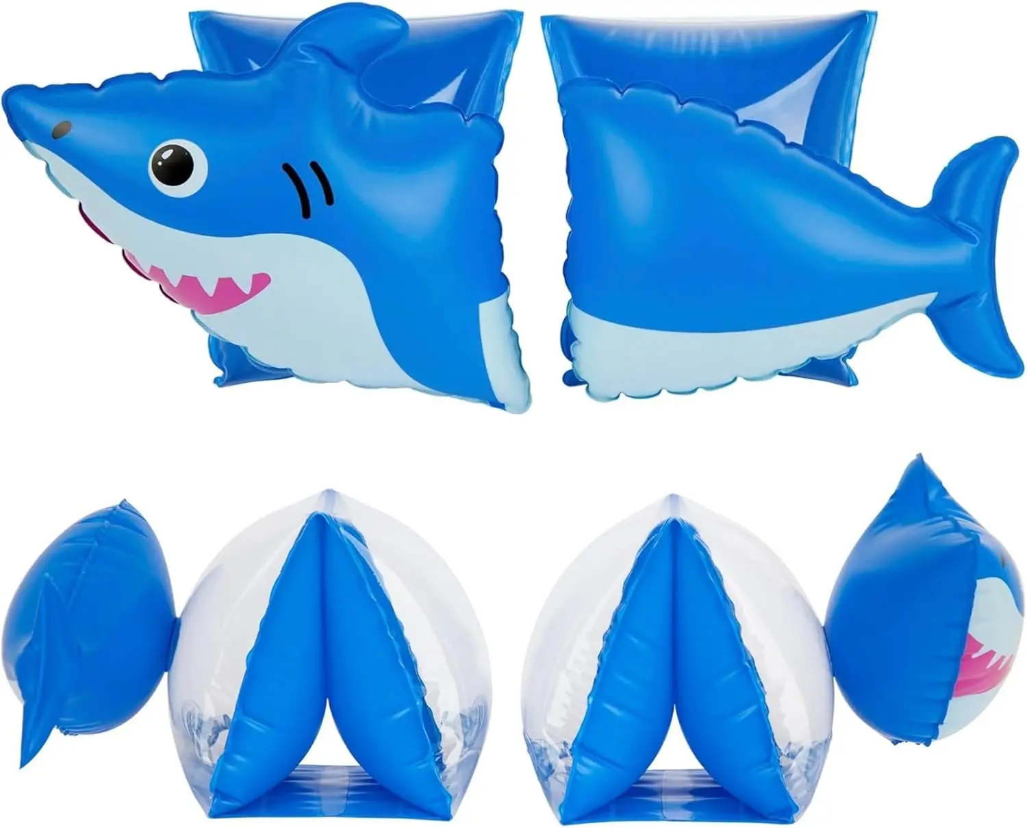 Coconut Life Kids Inflatable Swim Arm Bands, Finn the Shark Design, Blue, Ages 3-6 Years, 11 x 6.5 Inch