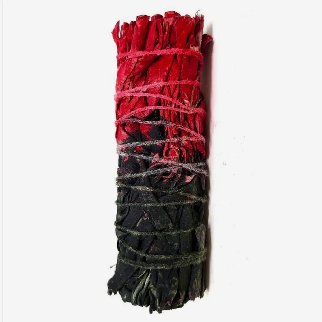 Reversible Sage 4" Love Bundle - Dual-Colored Feature for Cleansing and Energizing with Black Side for Negative Energy & Red Side for Love