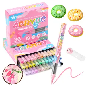 24/36 Macaron Colors Liquid Markers, Soft Tip Drawing Pens, Anime Painting Pens, Multicolor Acrylic Markers, Perfect for Art, Back to School, Acrylic Brush Marker
