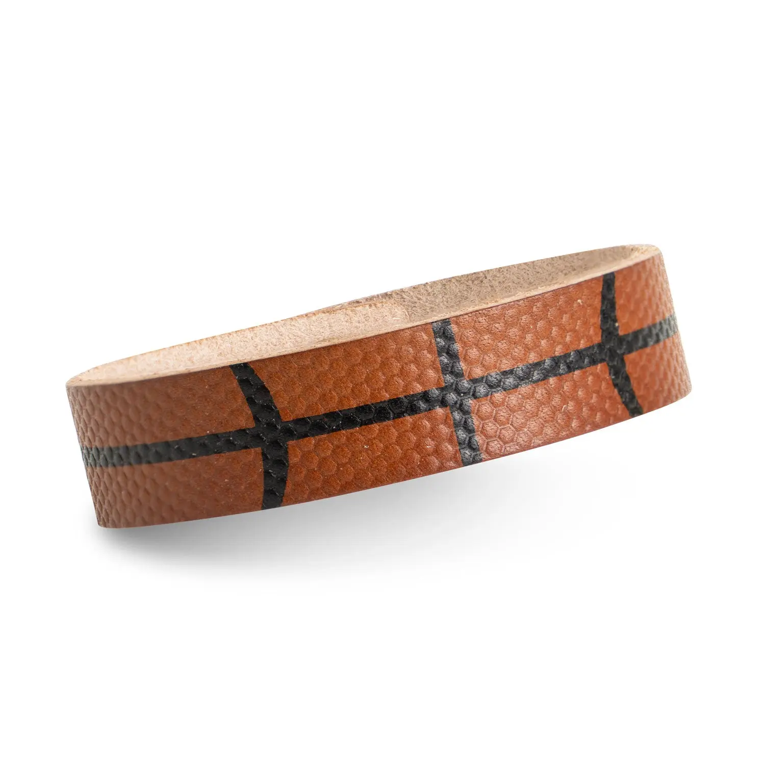 Unisex Round Basketball-Themed Leather Bracelet - Adjustable Strap Bangle, Snap Closure, Stitched for Players, Fits Different Sized Wrists, Daily Wear Mini Ball Bracelets & Bangles Casual Fashion Accessory