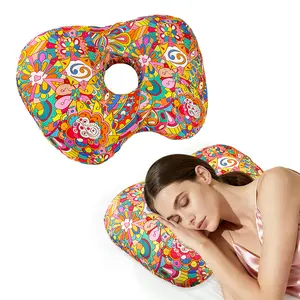 Ear Piercing Pillow with PP Cotton Slow Rebound Core, Apple-Shaped Ear Pillow for Side Sleeping and Ear Piercing Support